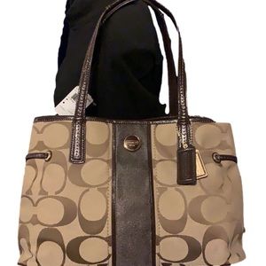 🌻COACH F21949 🌻SIGNATURE KHAKI MAHOGANY CARRYALL